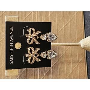 Saks Fifth Avenue Elegant Bow Earrings with Crystals